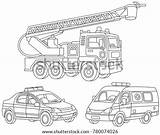 Fire Ambulance Engine Colouring sketch template