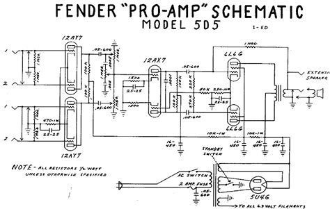 fender pro amp  schematic electronic service manuals