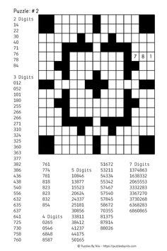 number fill ins puzzle   crosswords   numbers