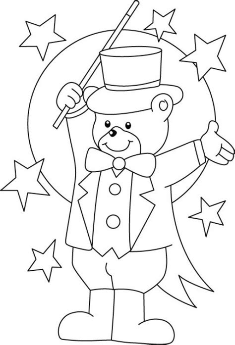 teddy bear magician  printable circus coloring pages letscolorit