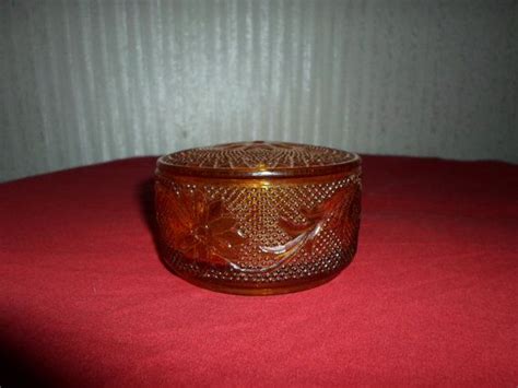 vintage amber tiara powder box with lid etsy in 2020