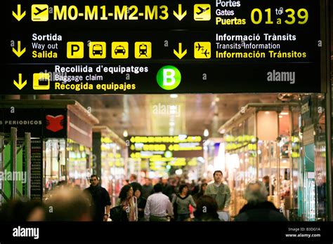 arrivals hall  barcelona airport stock photo alamy