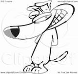 Sneaky Dog Cartoon Grinning Toonaday Royalty Outline Illustration Rf Clip sketch template