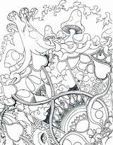 Mushroom Trippy Stoner Line Getcolorings Psychedelic Stoners Laurenzside Setas Toadstools Pills Drugz Hongos sketch template