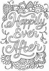 Coloring Ever Happily After Pages Colouring Wedding Printable Color Words Kids Choose Board Books Embroidery sketch template