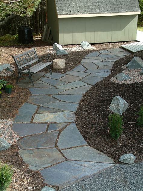 slate loose flagstone walkway outdoor walkway gravel patio garden walkway front yard