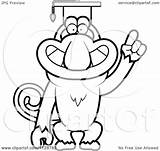 Monkey Proboscis Professor Outlined Cap Wearing Coloring Clipart Cartoon Thoman Cory Vector Designlooter sketch template