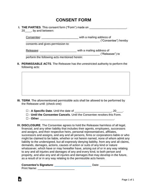 consent forms  sample  word eforms