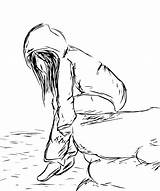 Crying Girl Drawing Sad Anime Depressed Getdrawings sketch template