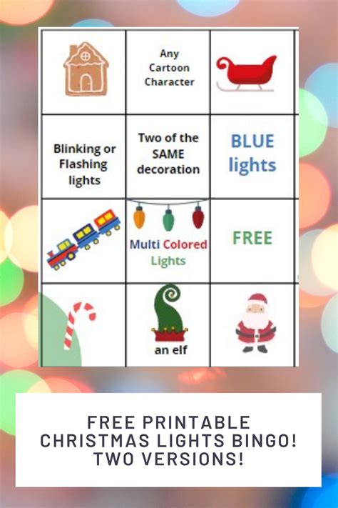 printable christmas lights  decorations bingo