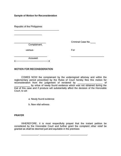 motion  reconsideration sample form philippines