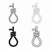 Choking Noose Rope Gallows Grey Icon Color Set Illustrations Vector Outline Stock Clip sketch template