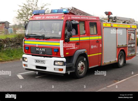 british fire engine   emergency run  south gloucestershire  winterbourne april