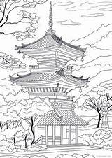 Pagoda Instant sketch template