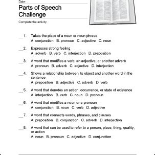 grammar worksheets  grade  parts  speech diy worksheet