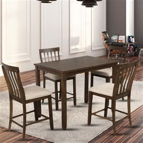 piece counter high dining table  chairs solid wood dining table