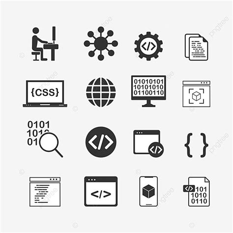 flat coding vector png images coding icon flat set design coding