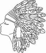 Coloring Indian Headdress Feather Pages American Drawing Native Embroidery Designs Simple Adults Mandala Urbanthreads Printable Sheets Patterns Outline Indianer Head sketch template