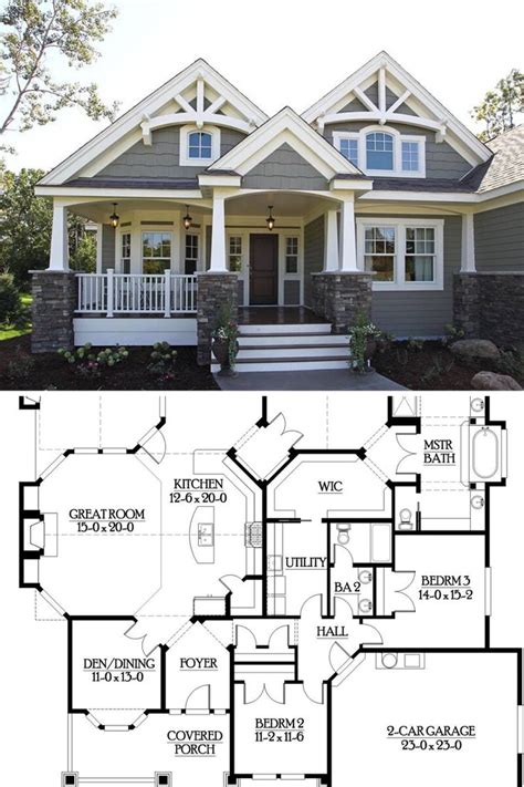 bedroom single story craftsman style home floor plan craftsman style house plans