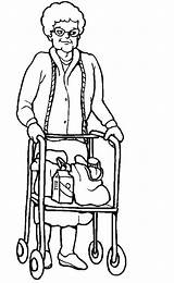 Elderly Disabilities Grandmother Elders Disability Elder Coloringkidz sketch template