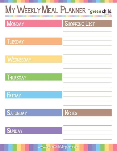 printable meal planner templates    succeed   kitchen