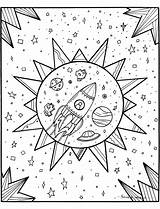 Coloring Space Pages Adults Rocket Galaxy Stress Color Anti Planets Coloriage Imprimer Colorier Zen Stars Interstellar Colouring Mandala Adult Planetarium sketch template