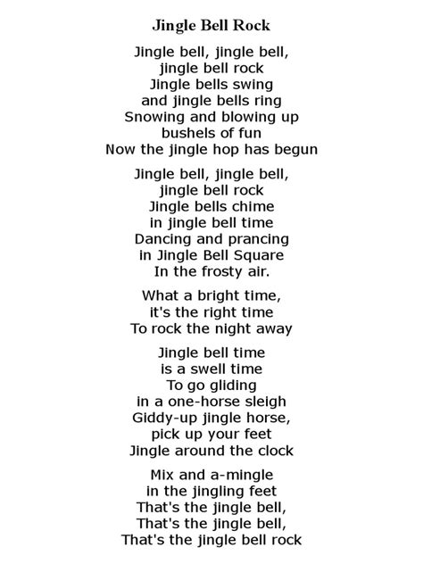 jingle bells rock lyrics printable printable word searches