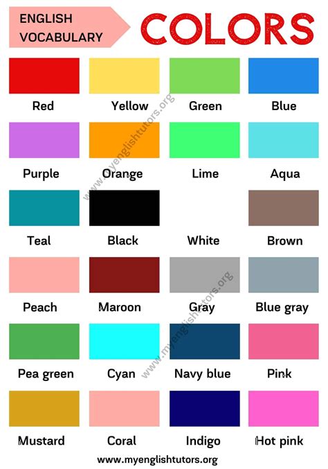 color names   lesson   learn  list  basic colors