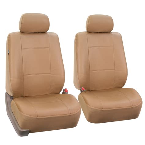Fh Pu001102 Pu Leather Car Front Bucket Seat Covers Solid Tan Color