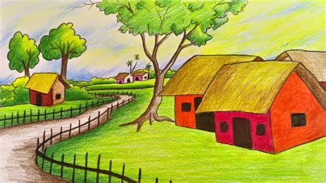 landscape color drawing  getdrawings