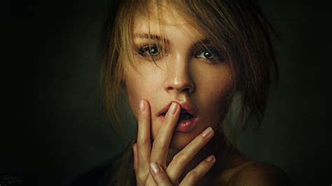 Models Anastasiya Scheglova Blonde Face Girl Green Eyes Model