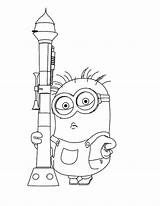 Rocket Minion Dave Launcher Holding Coloring sketch template