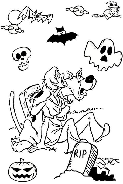 spooky halloween scooby doo  shaggy coloring page print color craft