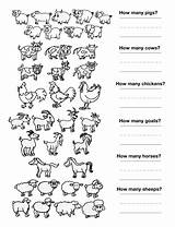 Worksheets Farm Preschool Kindergarten Kids Count Math Color Animals Worksheet Animal Counting Coloring Printables Pages Pdf Number Printable Activities Addition sketch template