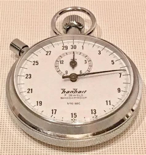 vintage german hanhart chrome 7 jewel 1 10 second stop watch for sale
