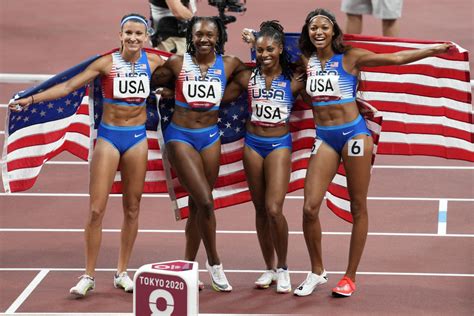 olympics team usa earns silver  womens  meter relay