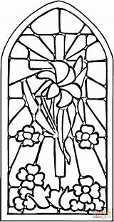 Coloring Glass Stained Pages Printable Window Popular sketch template
