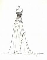 Dress Drawing Fashion Sketches Coloring Drawings Sketch Easy Gown Designs sketch template