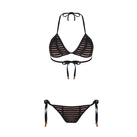 om new fashion black and white color ribbon seaside triangle bikini
