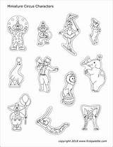 Circus Miniature Printable Characters Coloring Pages Templates Circo Para Firstpalette Personajes Tablero Seleccionar sketch template
