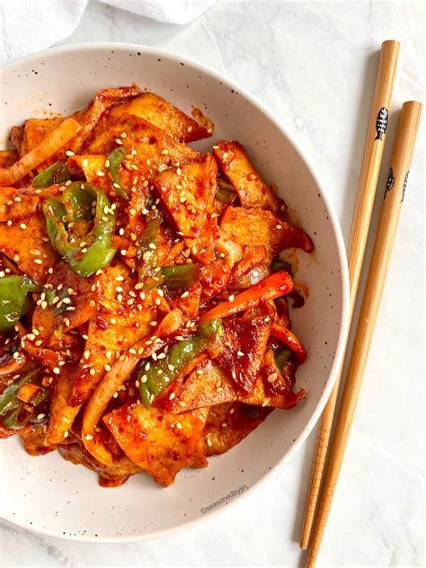 korean spicy fish cake stir fry eomuk bokkeum seasoned  jin