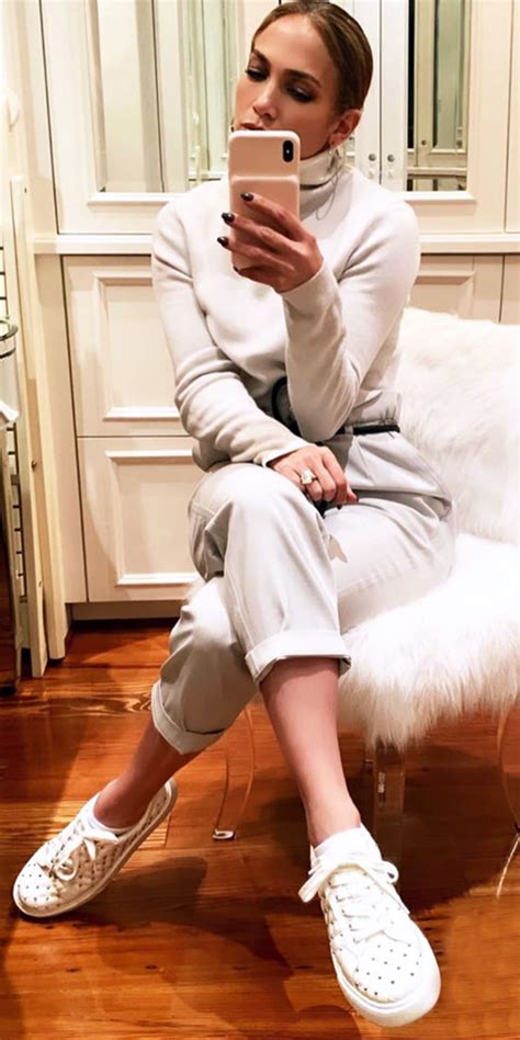 jennifer lopez opts for an all white comfy look about her