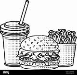 Fries Soda Cheeseburger sketch template