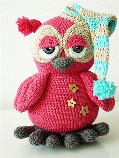 crochet pattern owl pinky amigurumi  cute sleepy pink owl etsy