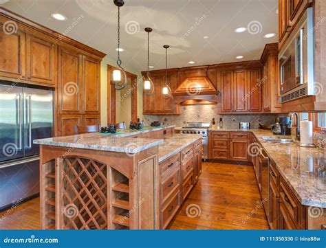 gourmet kitchen boasts maple cabinetry stock photo image  room appliances