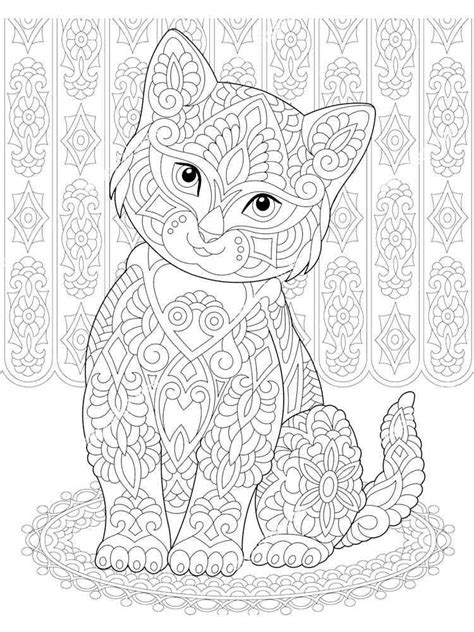 realistic kitten coloring pages  adults cat  print created