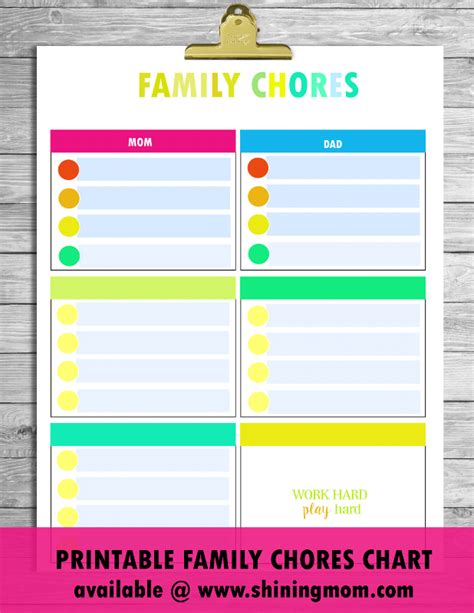 family chore chart printables  printable templates