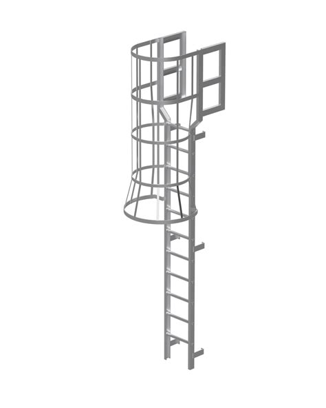 aluminum fixed ladder  safety cage top exit  design