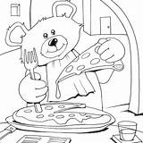 Pizza Coloring Pages Bear Teddy Printable Kids Bears Picnic Colouring Eat Color Cooking Print Baby Cartoon Baking Food Cool Birthday sketch template