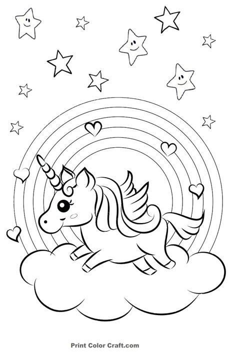 rainbow  hearts colorful unicorn coloring pages print color craft